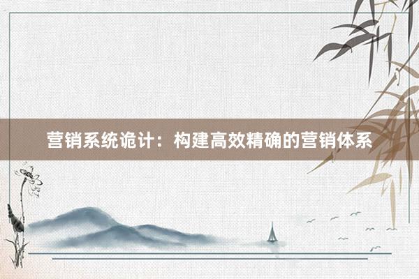 营销系统诡计：构建高效精确的营销体系